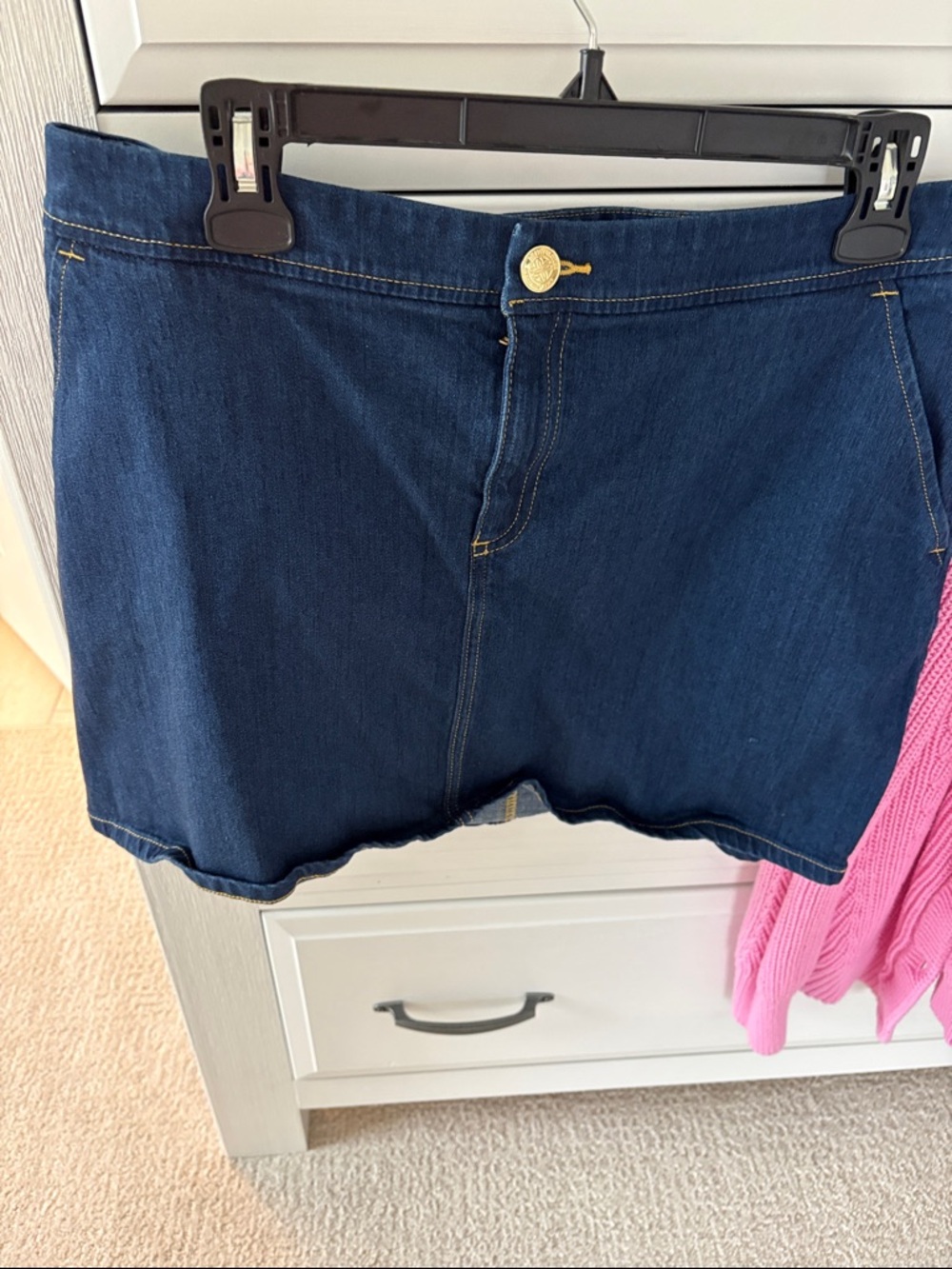 Lilly Pulitzer Dark Blue Denim Jean Shorts with Gold Button